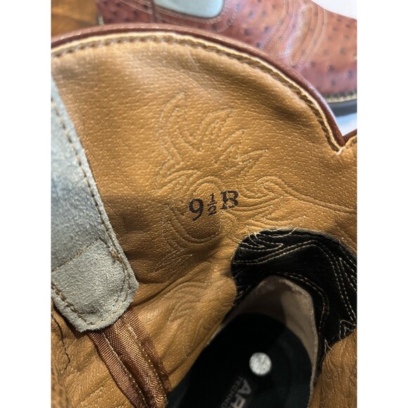 Ariat Fatbaby Western Boots Sz 9.5B Womens Ostrich Print Light Blue Suede upper - Picture 12 of 12